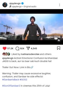 Son of Sardaar 2 ka dhamakedar trailer release hua border ke Sani Deol Avatar me Ajay Devgan